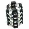 OHMAMA FETISH - CAGE  PÉNIS AVEC ANNEAUX MÉTALLIQUES ET SANGLE EN CUIR