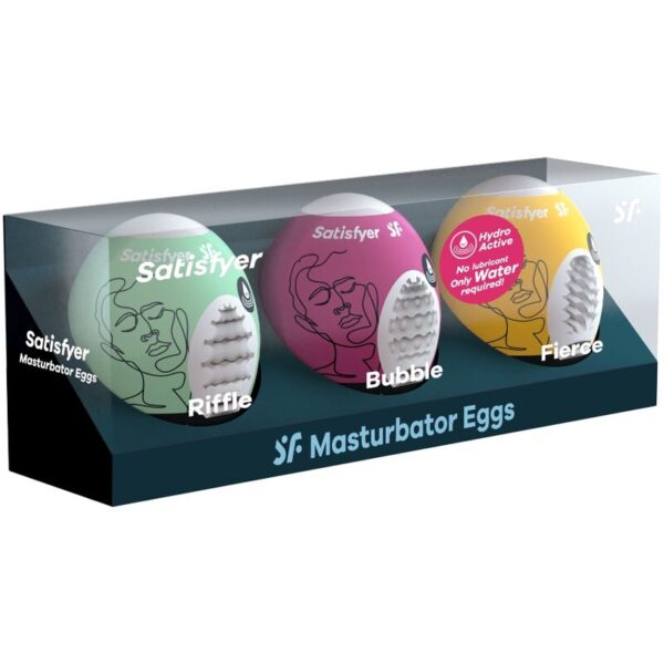 SATISFYER - 3 OEUFS MASTURBATEURS RIFFLE, BUBBLE  FIERCE