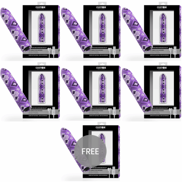 CUSTOM BULLETS - RECHARGEABLE SNAKE VIOLET MAGNETIQUE BULLET 10 INTENSITES 6 + 1 OFFERTE