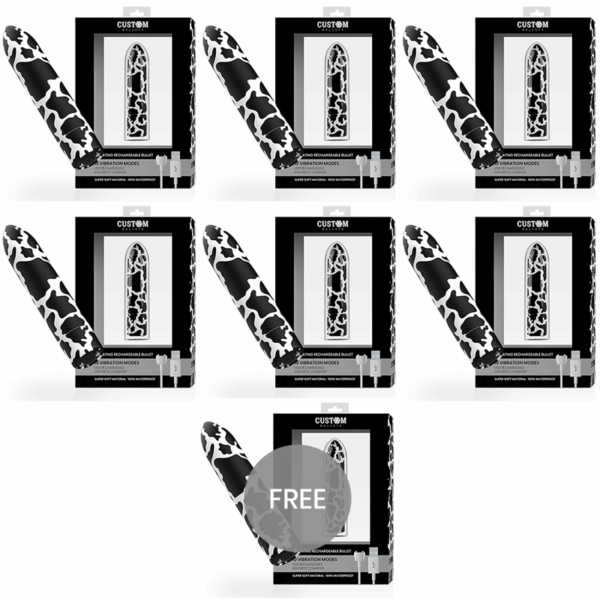 CUSTOM BULLETS - BALLE MAGNETIQUE RECHARGEABLE VACHE 10 INTENSITES 6 + 1 OFFERTE