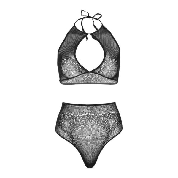 LEG AVENUE - ENSEMBLE DEUX PIÈCES HALTER CROP TOP  THONG CULOTTE TAILLE UNIQUE