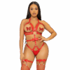 LEG AVENUE - KINK - HARNAIS CLOUTÉ O-RING TEDDY TAILLE S - ROUGE
