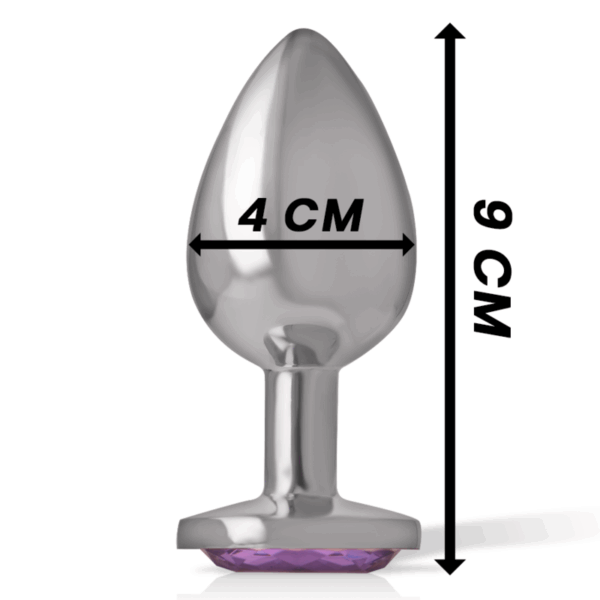 INTENSE - PLUG ANAL EN MÉTAL ALUMINIUM AVEC CRISTAL VIOLET TAILLE L