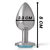 INTENSE - PLUG ANAL EN MÉTAL ALUMINIUM AVEC VERRE BLEU TAILLE M