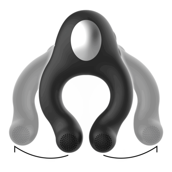 BLACKSILVER - ANNEAU VIBRATEUR EN SILICONE 3 MOTEURS RECHARGEABLE NOIR