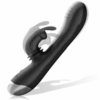BLACKSILVER - DJ. STIMULATEUR DE LAPIN RECHARGEABLE EN SILICONE ADAM NOIR