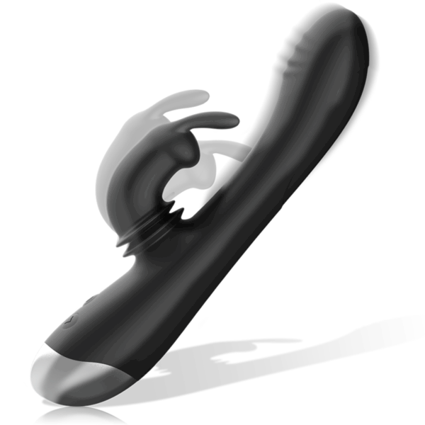 BLACKSILVER - DJ. STIMULATEUR DE LAPIN RECHARGEABLE EN SILICONE ADAM NOIR