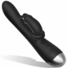 BLACKSILVER - DJ. STIMULATEUR DE LAPIN RECHARGEABLE EN SILICONE ADAM NOIR