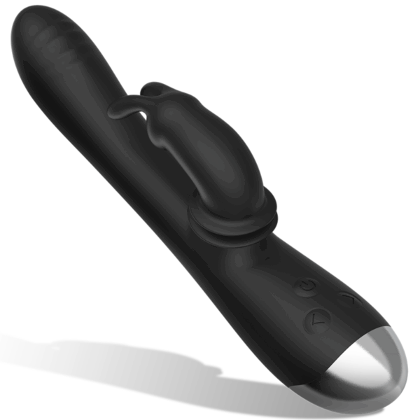 BLACKSILVER - DJ. STIMULATEUR DE LAPIN RECHARGEABLE EN SILICONE ADAM NOIR