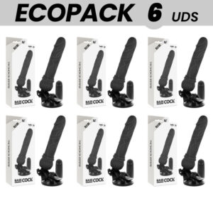 ECOPACK 6 UNITÉS - BASECOCK VIBRATEUR RÉALISTE TÉLÉCOMMANDE NOIR 19.5 CM -O- 4 CM