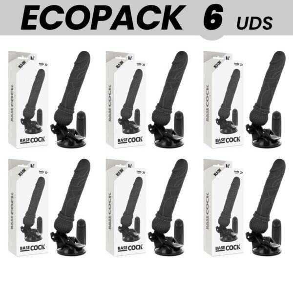 ECOPACK 6 UNITÉS - BASECOCK VIBRATEUR RÉALISTE TÉLÉCOMMANDE NOIR 19.5 CM -O- 4 CM