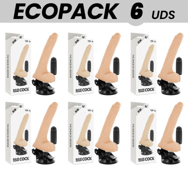 ECOPACK 6 UNITÉS - BASECOCK VIBRATEUR NATUREL RÉALISTE TÉLÉCOMMANDE AVEC TESTICULES 20 CM -O- 4 CM