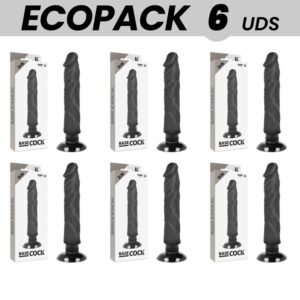 ECOPACK 6 UNITÉS - BASECOCK VIBRATEUR RÉALISTE 2-1 NOIR 20 CM -O- 4 CM
