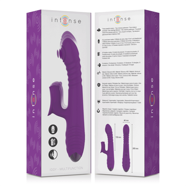INTENSE - VIBRATEUR RECHARGEABLE MULTIFONCTION IGGY UP  DOWN AVEC STIMULATEUR CLITORAL VIOLET