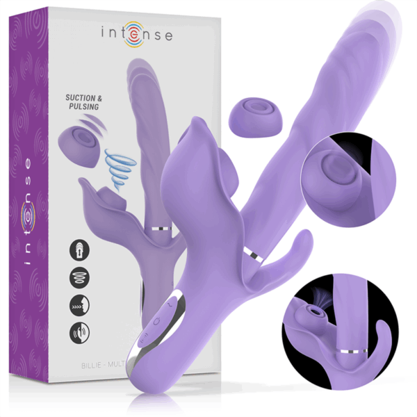 INTENSE - BILLIE VIBRATEUR MULTIFONCTION RECHARGEABLE ONDES STIMULANTES AVEC BOUTON POUSSOIR VIOLET