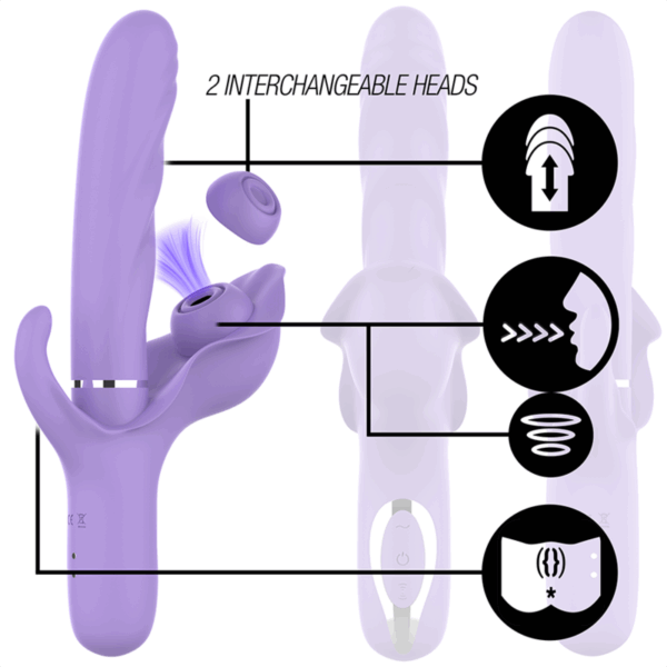 INTENSE - BILLIE VIBRATEUR MULTIFONCTION RECHARGEABLE ONDES STIMULANTES AVEC BOUTON POUSSOIR VIOLET