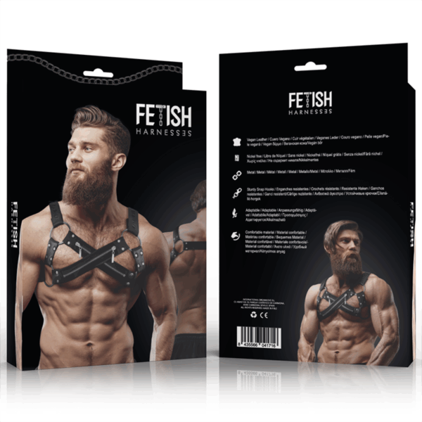 FETISH SUBMISSIVE ATTITUDE - HARNAIS DE POITRINE CROISÉ EN NÉOPRÈNE RÉGLABLE AVEC FERMETURES  GLISSIÈRE POUR HOMMES