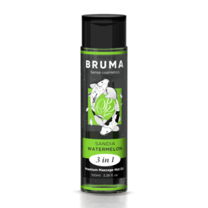 img_156397_d64e46e5417885a3860e9e51b9b6384d_1.png BRUMA - HUILE DE MASSAGE PREMIUM EFFET CHALEUR SAVEUR DE PASTÈQUE 3 EN 1 - 100 ML