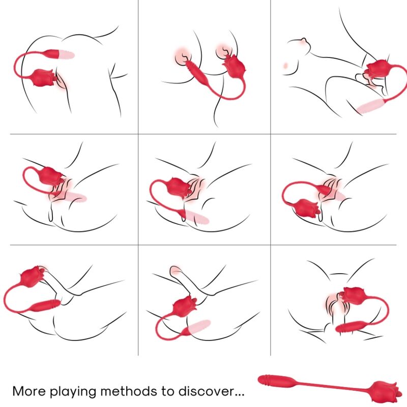 ARMONY - 3-EN-1 ROSE, STIMULATEUR, ASPIRATION ET UPDOWN AVEC QUEUE ROUGE