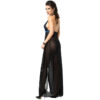 CHILIROSE - CR 3856 BABYDOLL LONGUE BLEU  NOIR S/M
