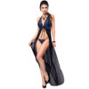 CHILIROSE - CR 3856 BABYDOLL LONGUE BLEU  NOIR S/M
