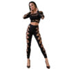 CHILIROSE - CR 4436 TOP  LEGGINS NOIR S/L