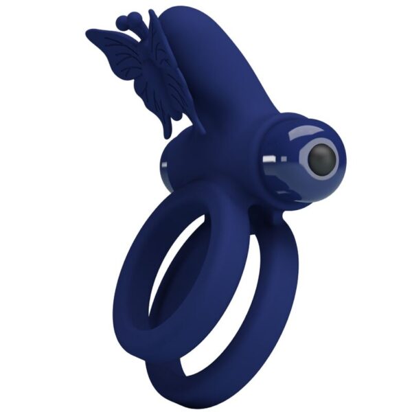 PRETTY LOVE - JAMELE DOUBLE ANNEAU AVEC VIBRATION  STIMULATEUR DE PAPILLON BLEU