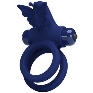 PRETTY LOVE - JAMELE DOUBLE ANNEAU AVEC VIBRATION  STIMULATEUR DE PAPILLON BLEU
