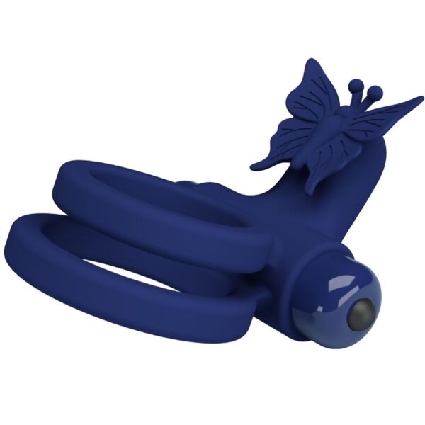 PRETTY LOVE - JAMELE DOUBLE ANNEAU AVEC VIBRATION  STIMULATEUR DE PAPILLON BLEU