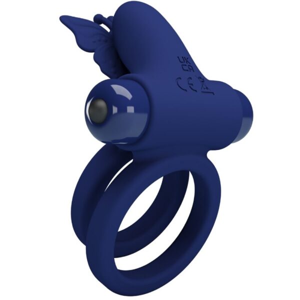 PRETTY LOVE - JAMELE DOUBLE ANNEAU AVEC VIBRATION  STIMULATEUR DE PAPILLON BLEU