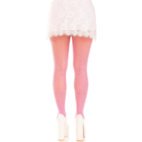 LEG AVENUE - MEDIAS CON ABERTURAS CORAZON  LAZOS ROSA