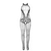 SUBBLIME - 951801 BODYSTOCKING RÉSILLE ET DENTELLE SANS FOURREAU COL MONTANT NOIR TAILLE UNIQUE