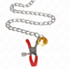 KINK - PINCES À TAMELON ET CLITO BELL TRIPLE ROUGE AVEC CHAINE 30 CM