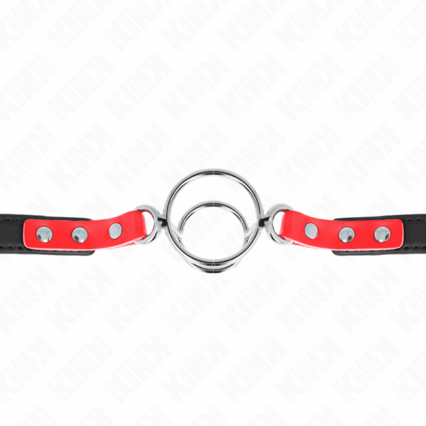 KINK - GAG AVEC PLUSIEURS O-RINGS 4 / 4,8 CM ROUGE 38 X 56 CM