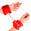 KINK - APPUI-POIGNETS DOUBLÉS DE FOURRURE ROUGE AJUSTABLE 17-31 CM X 7 CM