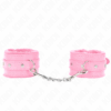 KINK - APPUI-POIGNETS DOUBLÉS DE FOURRURE PREMIUM ROSE AVEC CEINTURE ROSE RÉGLABLE 17-29 CM X 6 CM
