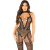 LEG AVENUE - BODYSTOCKING EN MAILLE SANS FOURREAU NOIR TAILLE UNIQUE