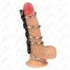 KINK - 5 ANNEAUX PÉNIS EN MÉTAL DE 3,2 CM À 5 CM CONNECTÉS PAR DU CUIR