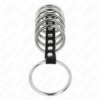 KINK - 7 ANNEAUX PÉNIS EN MÉTAL DE 3,2 CM À 5 CM CONNECTÉS PAR DU CUIR