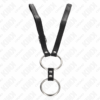 KINK - DOUBLE ANNEAU PÉNIS EN MÉTAL 3,8 CM À 5 CM AVEC CEINTURE EN CUIR 112 CM