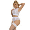 SUBBLIME - 954048 SOUTIEN-GORGE + CULOTTE AVEC PORTE-JARRETELLES BLANC L/XL