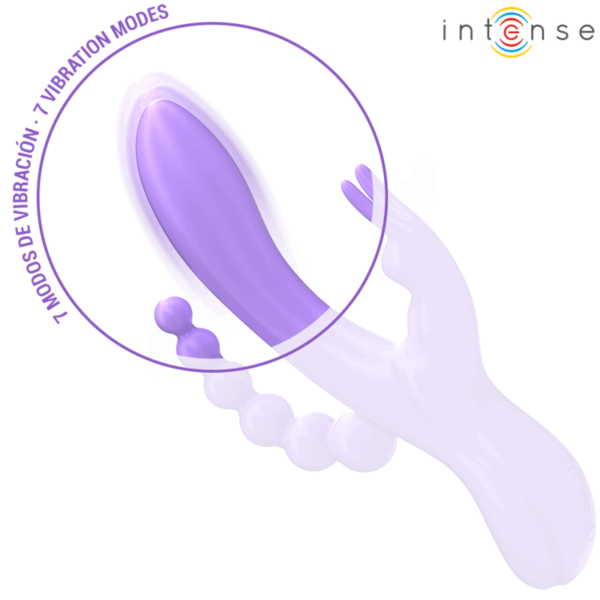 INTENSE - MIKO TRIPLE VIBRATEUR LAPIN  STIMULATEUR  ANAL 7 VIBRATIONS VIOLET