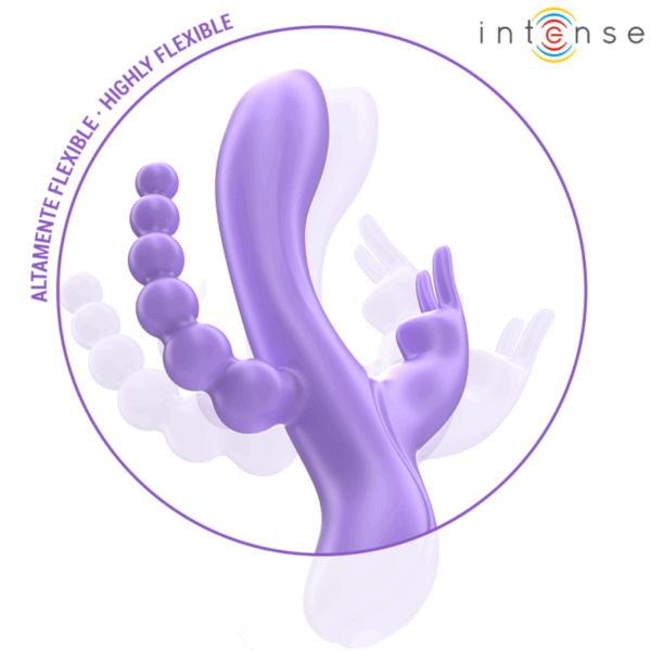 INTENSE - MIKO TRIPLE VIBRATEUR LAPIN  STIMULATEUR  ANAL 7 VIBRATIONS VIOLET