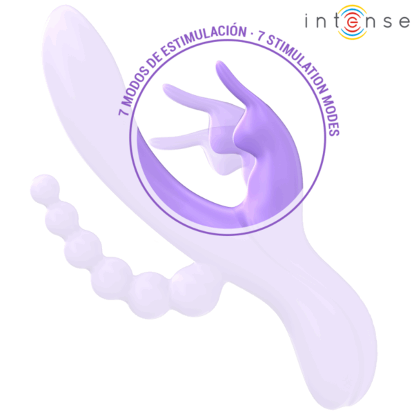 INTENSE - MIKO TRIPLE VIBRATEUR LAPIN  STIMULATEUR  ANAL 7 VIBRATIONS VIOLET