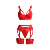 SUBBLIME - 955250 ENSEMBLE SOUTIEN-GORGE BONDAGE ROUGE AVEC JARRETELLES S/M