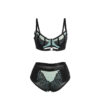 SUBBLIME - 955564 ENSEMBLE SOUTIEN-GORGE À FERMETURE ÉCLAIR EN CUIR VERNI VERT L/XL