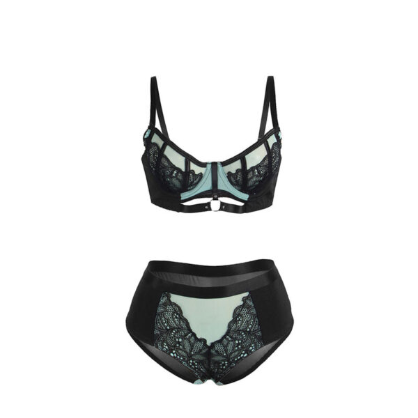 SUBBLIME - 955564 ENSEMBLE SOUTIEN-GORGE À FERMETURE ÉCLAIR EN CUIR VERNI VERT L/XL