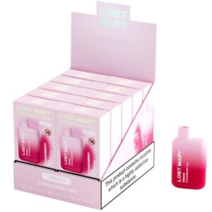 LOST MARY - (PACK PROFESSIONNEL EXPOSANT -10 UNITÉS) BM600 NICOTINE VAPER 2% JETABLE FRAISE GLACE