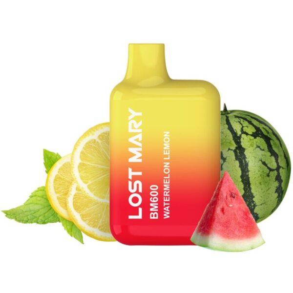LOST MARY - (PACK PROFESSIONNEL EXPOSANT -10 UNITÉS) BM600 NICOTINE VAPER 2% JETABLE PASTÈQUE CITRON
