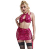 SUBBLIME - 957605 ENSEMBLE SOUTIEN-GORGE ET JUPE EN CUIR ROUGE S/M